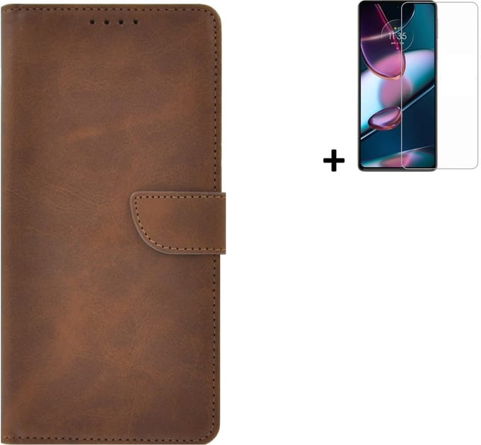 MoDo hoesje Geschikt voor Nokia G22 - Kunstleer Book Case - Bruin hoesje met screenprotector