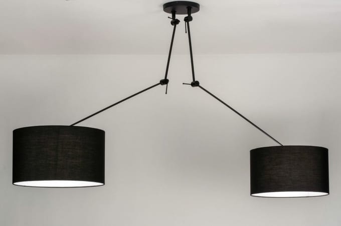 Lumidora Hanglamp 30764 - BROOKLYN - 2 Lichts - E27 - Zwart - Metaal