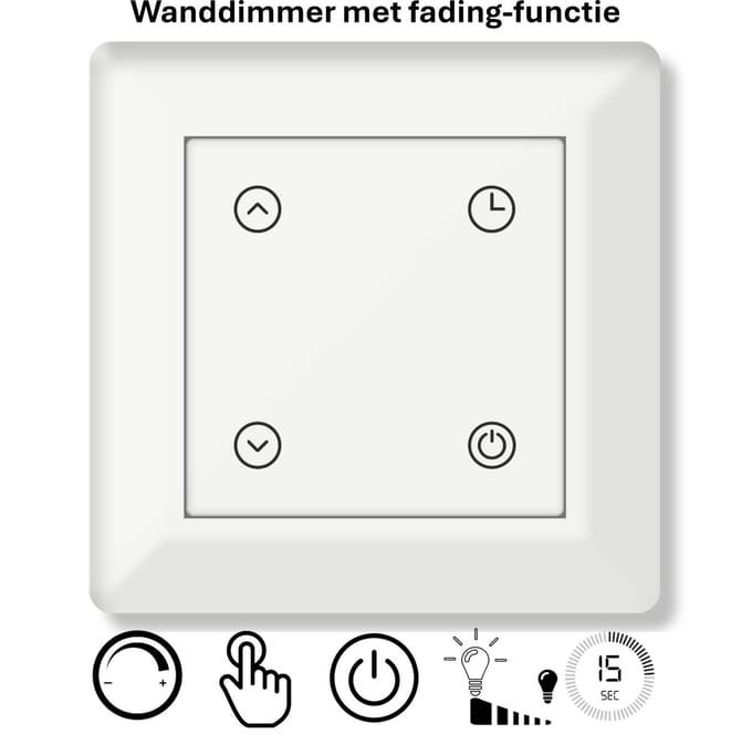 Freelux Drukknop | Led Dimmer | Met lamp uitdoof timer | 230VAC - 500VA/2,1A | Zuiver wit glans