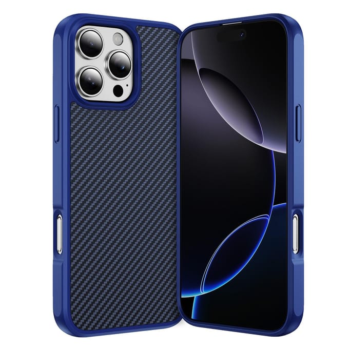 Matte Bumper Case met Koolstofvezel Textuur Voor iPhone 17 Air 16 16E 15 14 13 Plus Pro Max Slanke Militaire Bescherming Harde Achterkant iPhone17 Pro black
