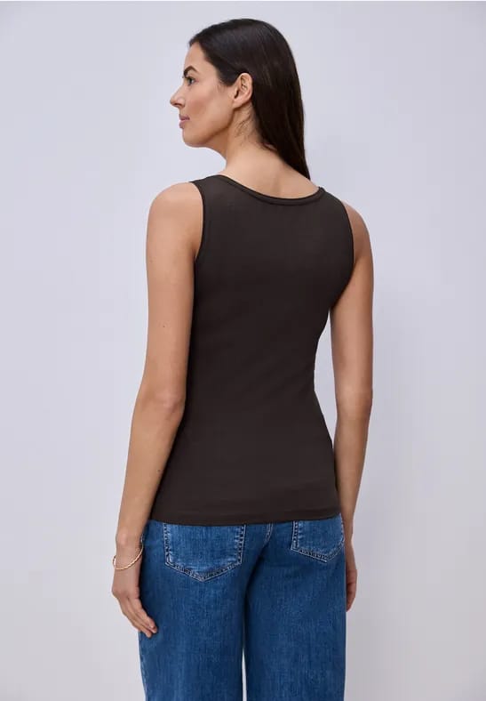 Basic top met ronde hals in effen kleur