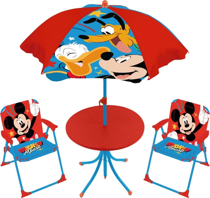 Disney tuinset voor kinderen Mickey Mouse, Pluto & Donald met parasol.