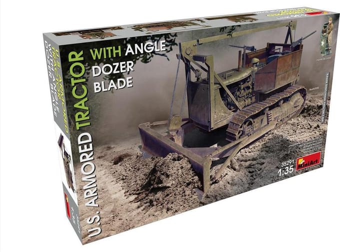 MiniArt Modelbouwpakket Landbouwvoertuigen - 35291 U.S. Armored Tractor with Angle dozer blade Plastic - 1:35 - Modelbouw