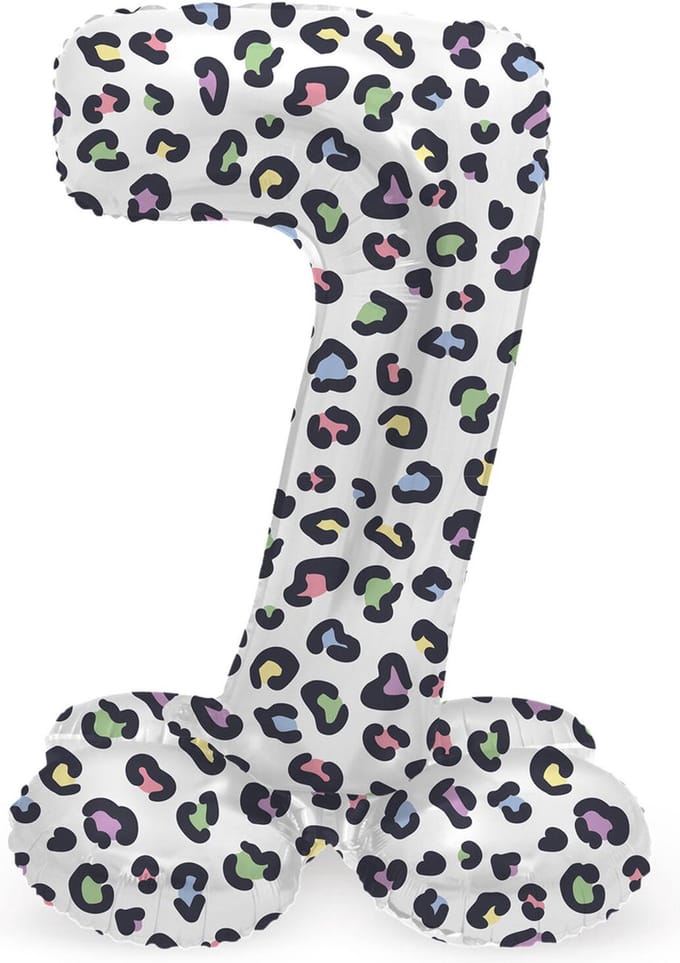 Staande Folieballon Cijfer 7 Bright Panther - 41 cm