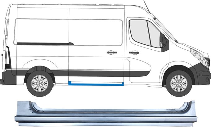 Schuifdeur dorpel reparatiepanel voor Renault Master 2010- / Rechts