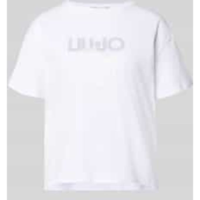 T-shirt met labelstitching en met siersteentjes