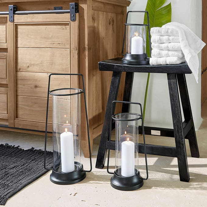 LOBERON Windlicht set van 3 Mirandel zwart