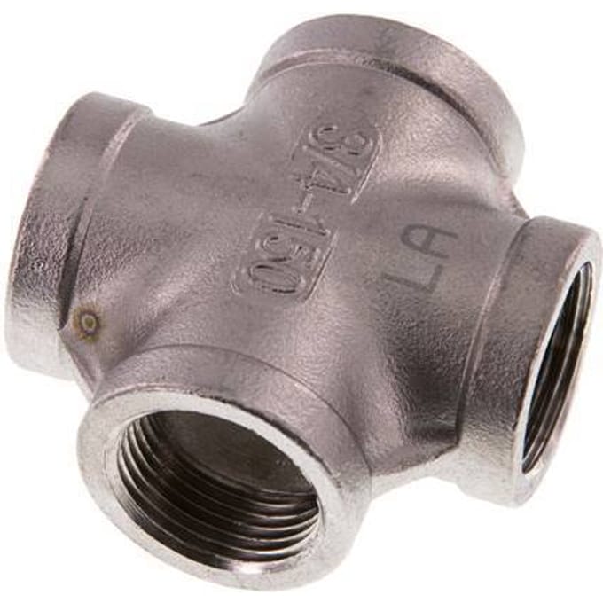 Rp 3/4'' Binnendraad RVS Kruissok 16 Bar
