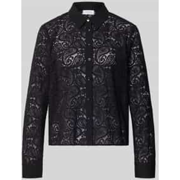 Vrouwelijke vierkante hals semi-transparante kantblouse COMMA