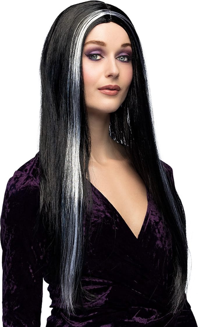Boland - Pruik Heks zwart/wit Zwart - Steil - Lang - Vrouwen - Heks - Halloween en Horror