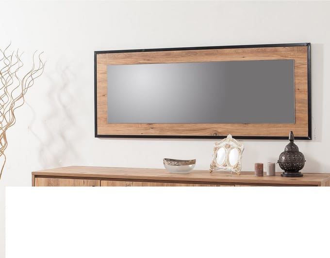 Asir - Decoratieve spiegel - Atlantisch dennenhout & zwart – 150 x 60 x 1,5 cm
