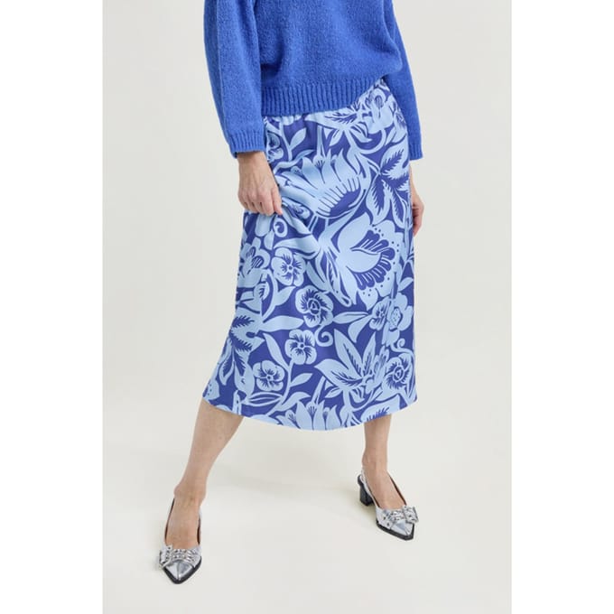 Josephine & Co Sia Skirt Ocean Blue Print Maat: 36 | Midi Rokken Outlet | Dames | Blauw