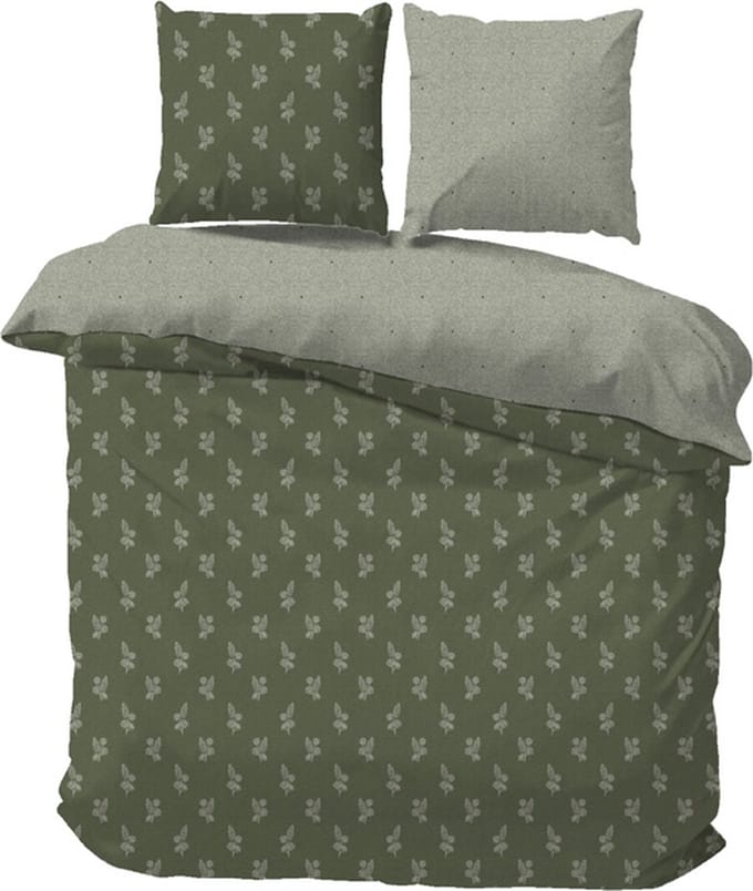 iSleep Dekbedovertrek Ingrid - Eenpersoons - 140x200/220 cm - Groen