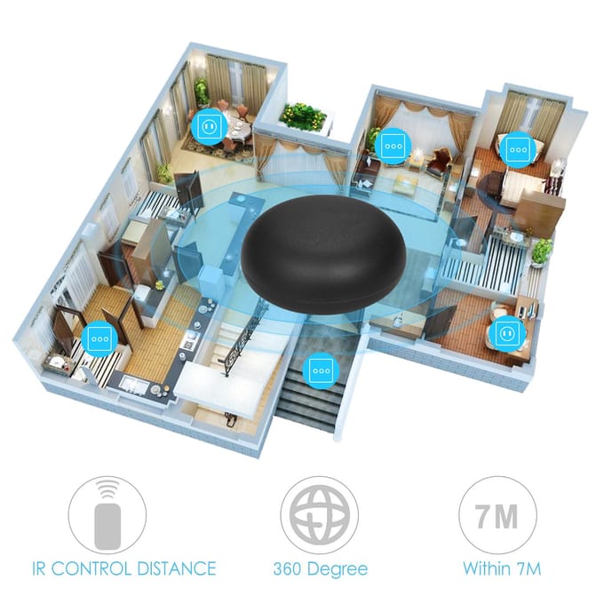 TUYA Wifi Smart IR-afstandsbediening voor Smart Home Compatibel met Alexa Google Home Universeel zwart
