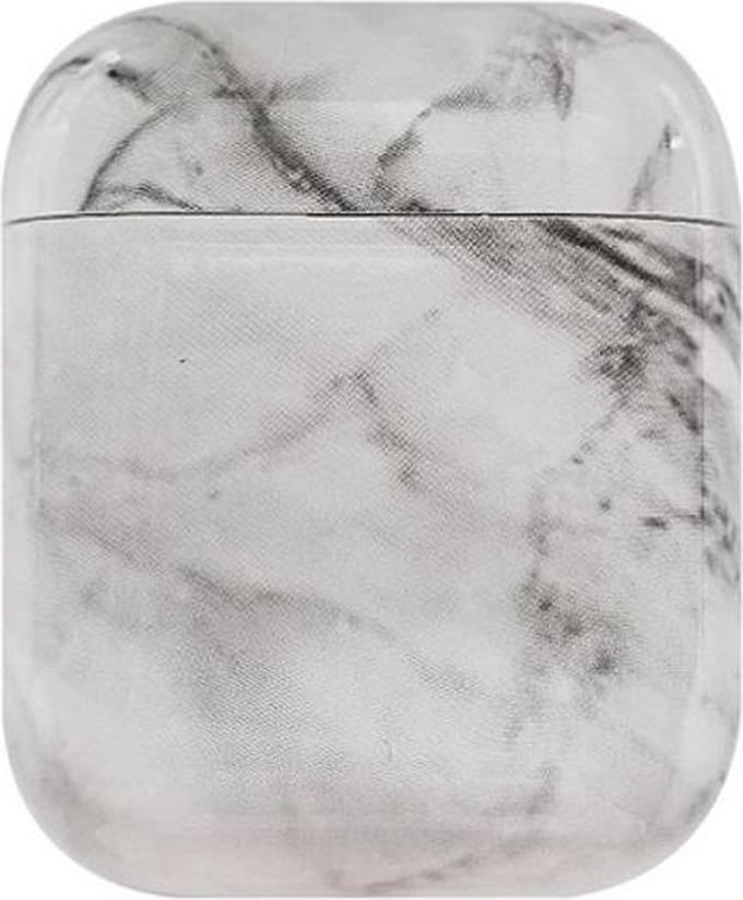 Apple AirPods Hard Plastic Hoesje met Marmer Print Wit / Zwart