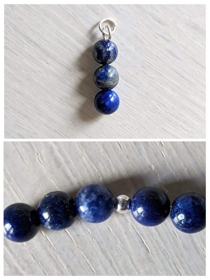 M-apART-SET-Lapis Lazuli-edelsteen 8mm-armband 19cm + hanger-925-zilver