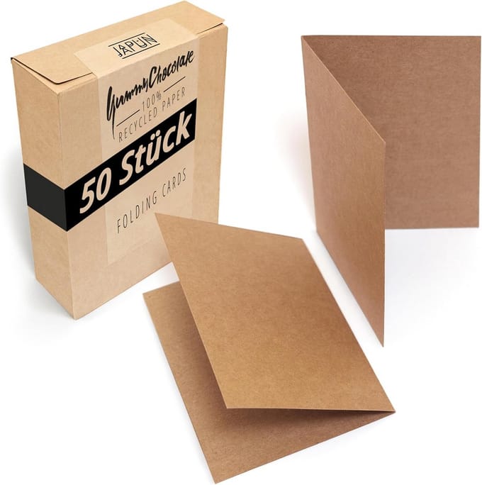 50x Set Blanco Vouwkaarten DIN A6 Bruin - Ideaal voor Ontwerp en Drukwerk