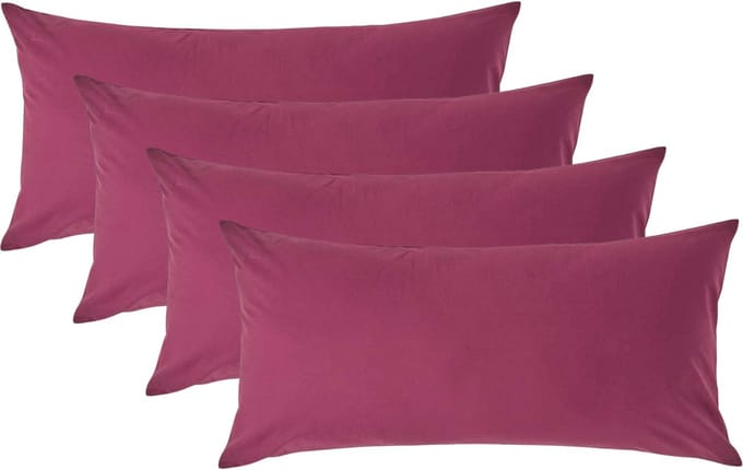Homescapes Kussensloop 40x80 cm Set van 4 – Bordeaux – 100% Egyptisch Perkal Katoen – 200 TC