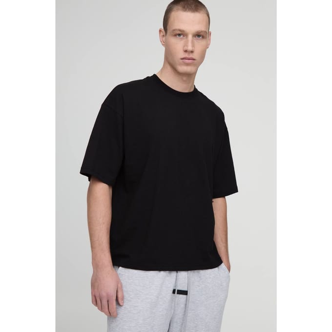 Essential Oversized Boxy Crew Neck T-Shirt | Black | Size Medium