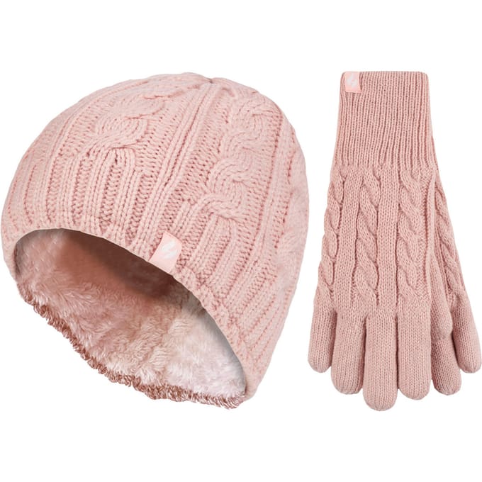 Dames Fleece Gevoerde Thermo Muts & Handschoenen Set voor Winter