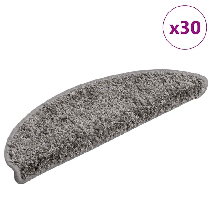 vidaXL - Trapmatten - 30 - st - 56x17x3 - cm - Grijs - Halfrond