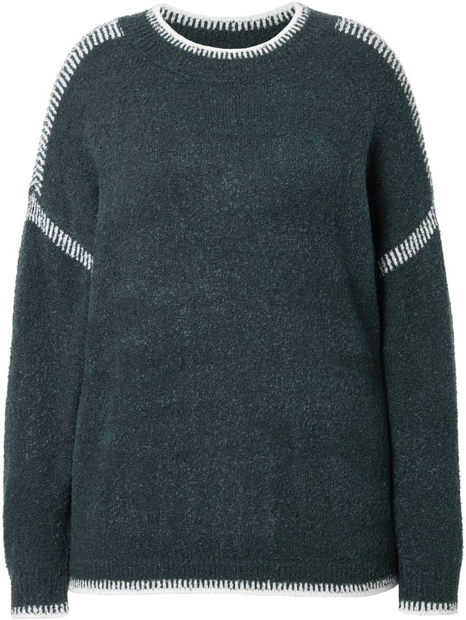 Studio Untold - Dames - Trui oversized siernaden - Middernacht groen - Maat 42+