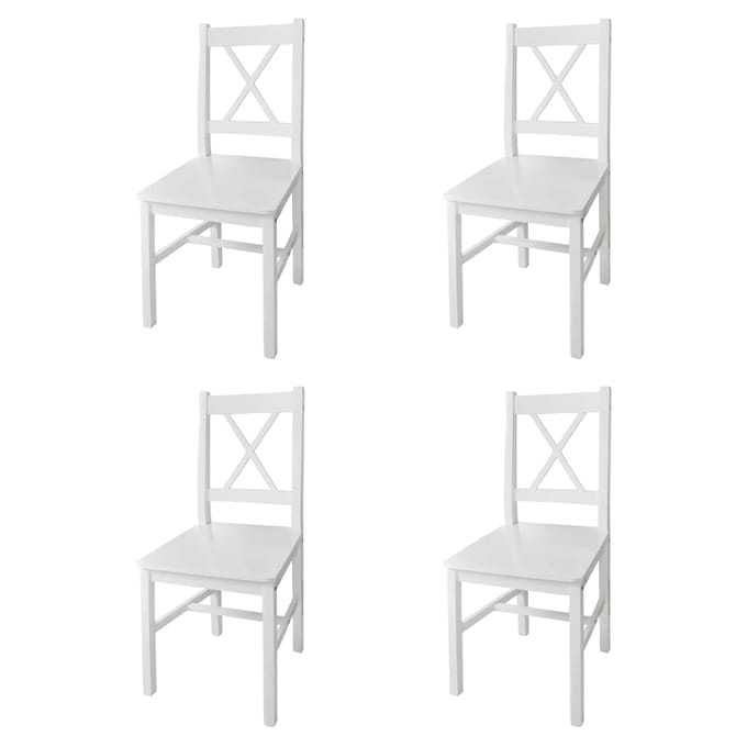 vidaXL - Eetkamerstoelen - 4 - st - grenenhout - wit