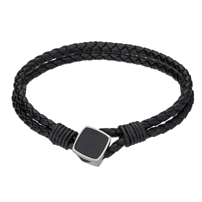 Echt leer en roestvrij stalen armband Philipp Blanc Martin
