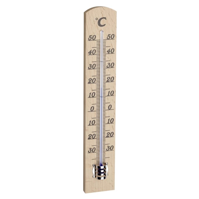 TFA Binnen Thermometer - analoog - berkenhout - bruin - 18 x 3 cm