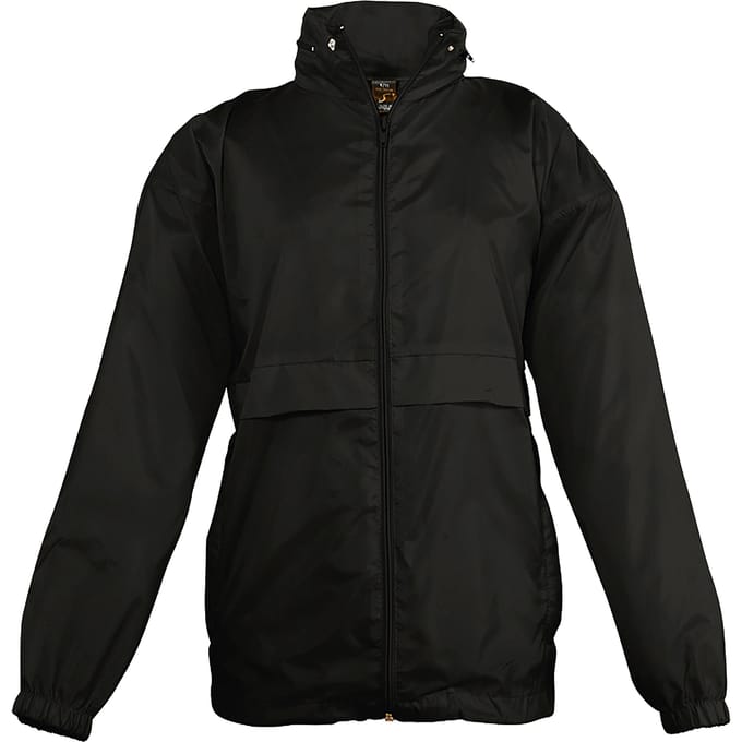 SOLS Kinderen Unisex Surf Windbreaker Jacket (waterbestendig en winddicht) (Zwart)
