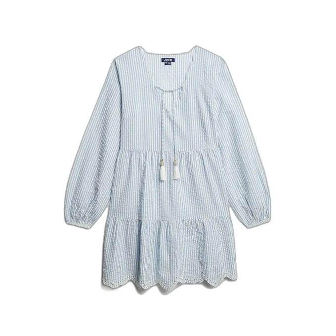 Superdry - Gelaagde mini-jurk van broderiekant - Dames - Jurken