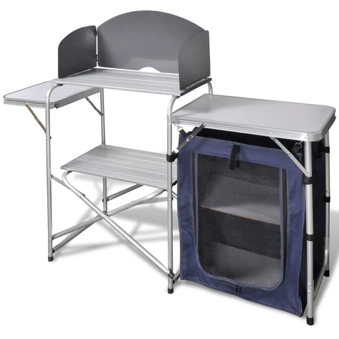 vidaXL - Campingkeuken - inklapbaar - met - windscherm - aluminium