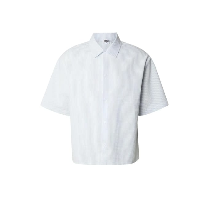 Urban Classics - Seersucker Short Sleeve Overhemd - S - Blauw/Wit