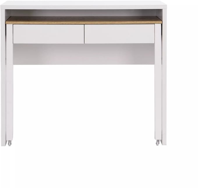 Vente-unique Uitschuifbaar console-bureau met 2 lades - Wit en naturel - LOAVIA