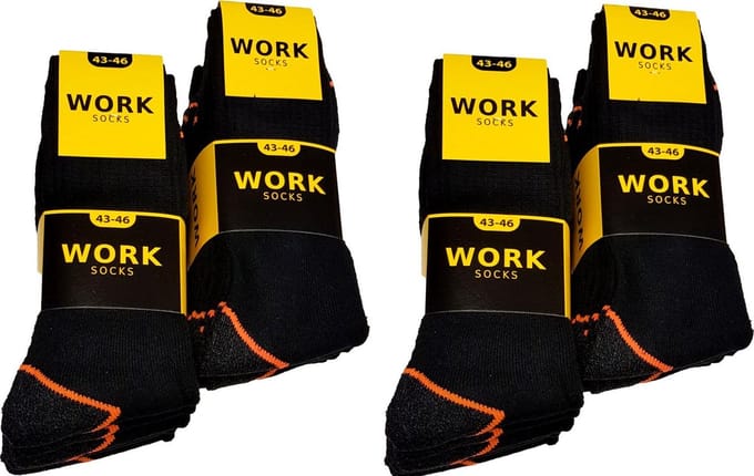 Work werksokken 20 paar fluor oranje maat 43/46