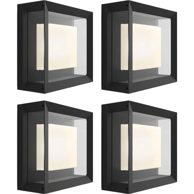 Philips Hue Econic muurlamp White and Color Zwart modern 4-pack