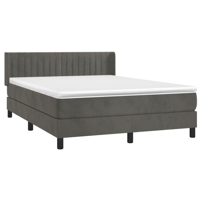 vidaXL - Boxspring - met - matras - fluweel - donkergrijs - 140x200 - cm