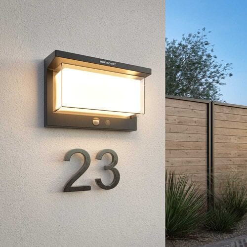 Arlo - Moderne LED Solar wandlamp buiten met sensor - Bewegingssensor & Schemerschakelaar - 4 lichtstanden - 2700K extra warm wit - IP65 waterdicht - Zwart