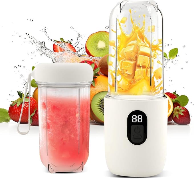 Draagbare Blender - Smoothie Maker - Onderweg Mixen - Krachtige Motor - 500ML Fles - Wit