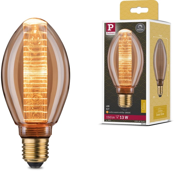 Inner Glow Edition LED-gloeilamp Binnenkolf ringpatroon E27 230V 120lm 3,6W 1800K dimbaar Goud