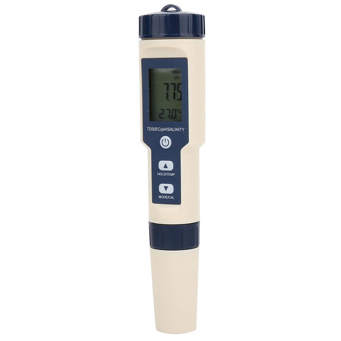 EZ9909 Mètre de test de la qualité de l'eau 5 en 1 pH Salinité TDS EC Testeur avec rétroéclairage