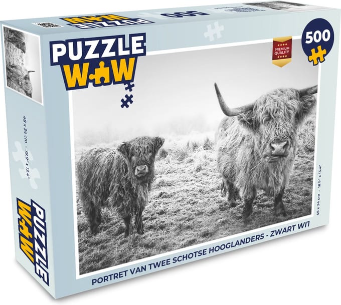 Puzzel Schotse hooglanders - Licht - Lucht - Natuur - Legpuzzel - Puzzel 500 stukjes