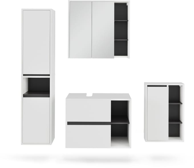 Vicco Badkamermeubelset Viola, Wit/Grijs, 4-delig