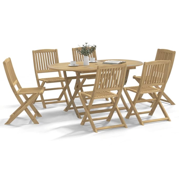 vidaXL - 7-delige - Tuinset - massief - acaciahout