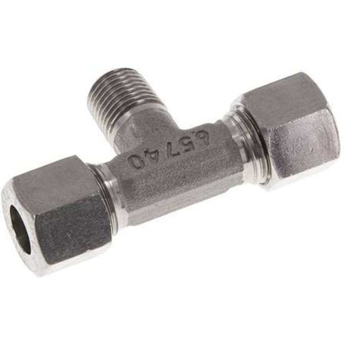 10L & R1/4'' RVS T-stuk Snijringkoppeling Buitendraad 315bar ISO 8434-1