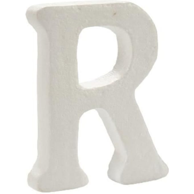 Pincello decoratie letter R 12,5 x 2 x 15 cm wit polystyreen
