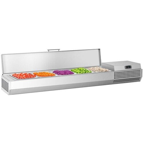 GGM Gastro Kühlaufsatzvitrine Premium PLUS - 1493x413mm - 5x GN 1/3 Zilver