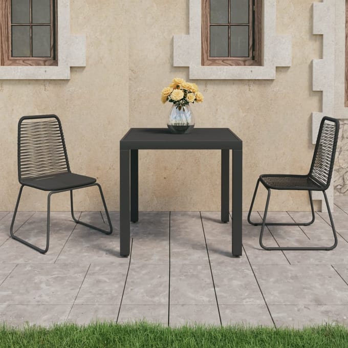 vidaXL - 3-delige - Tuinset - PVC-rattan - zwart