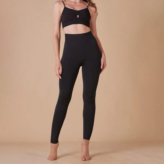 Dames Legging - Fleece Legging - Zwart - Warm - 200G - Maat S-L
