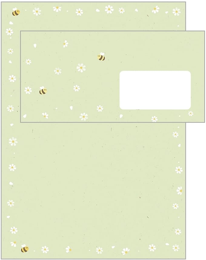 Briefpapier A4 Bloem Bij 12 stuks inclusief 6 enveloppen